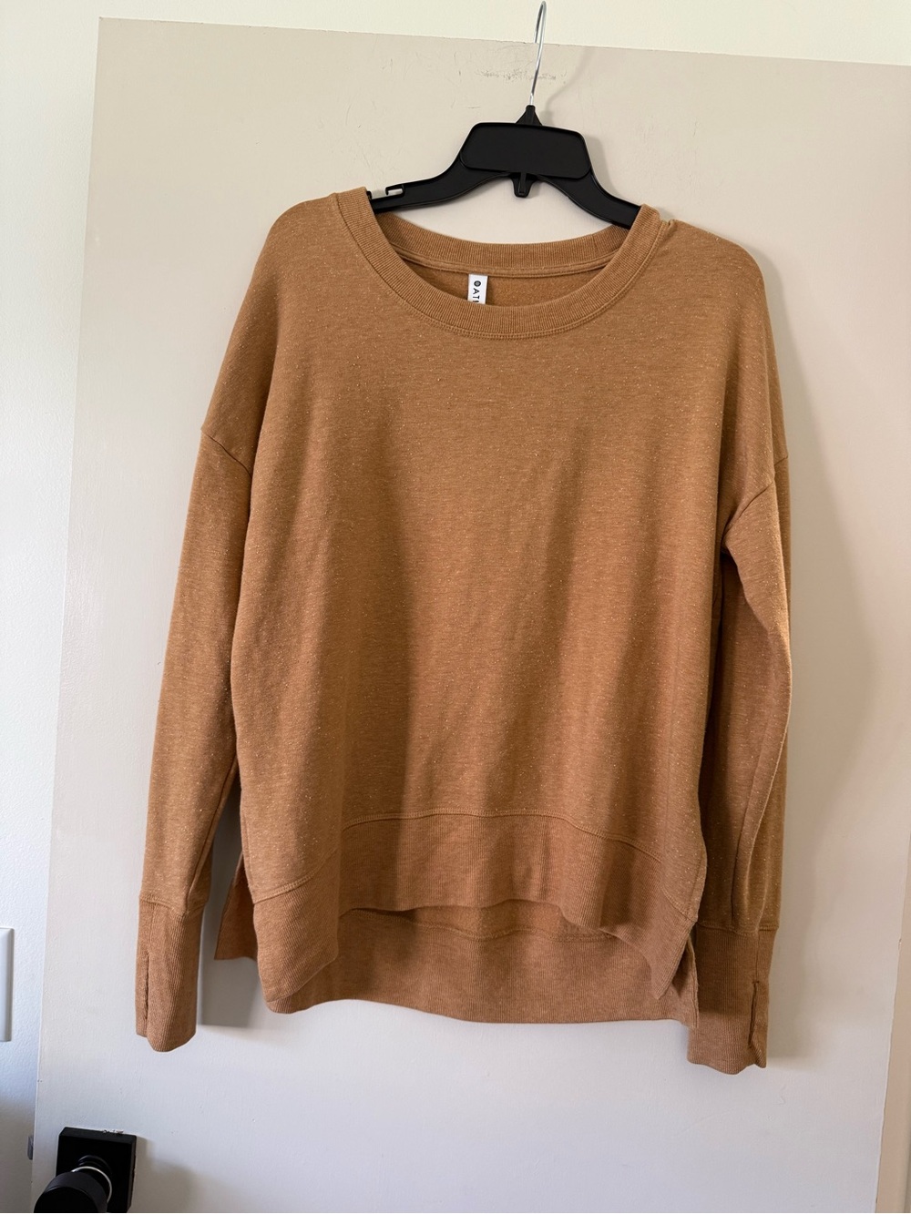Athleta Women's Lightweight Crewneck Sweatshirt in Camel Brown